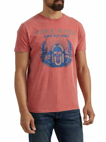 Wrangler® Mens Short Sleeve Foreigner Graphic Band Tee Mineral Red Size S