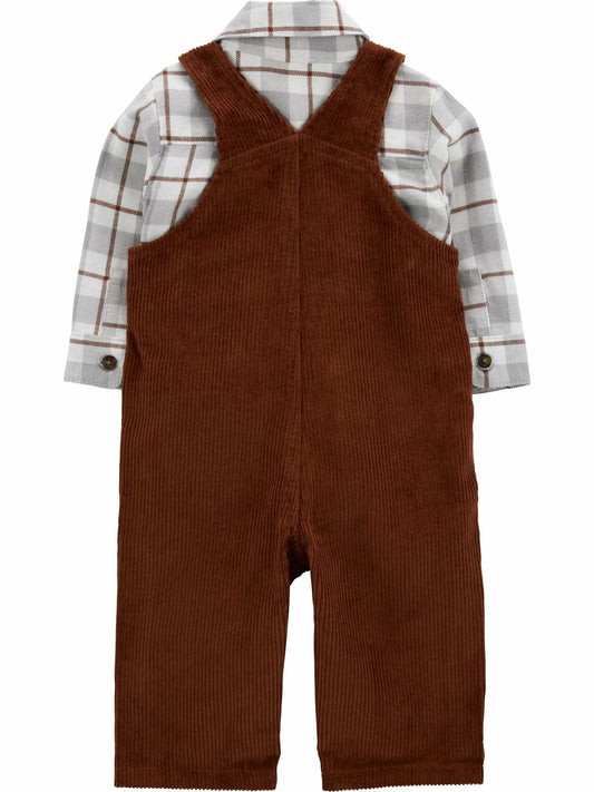 Carters Child of Mine Baby Boy Overall Set 2-Piece Brown Size 18M