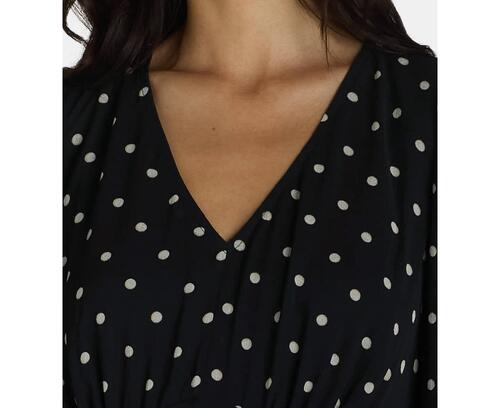 Time and Tru Womens Print Dress with Long Sleeves Black Soot Dot Size XXL