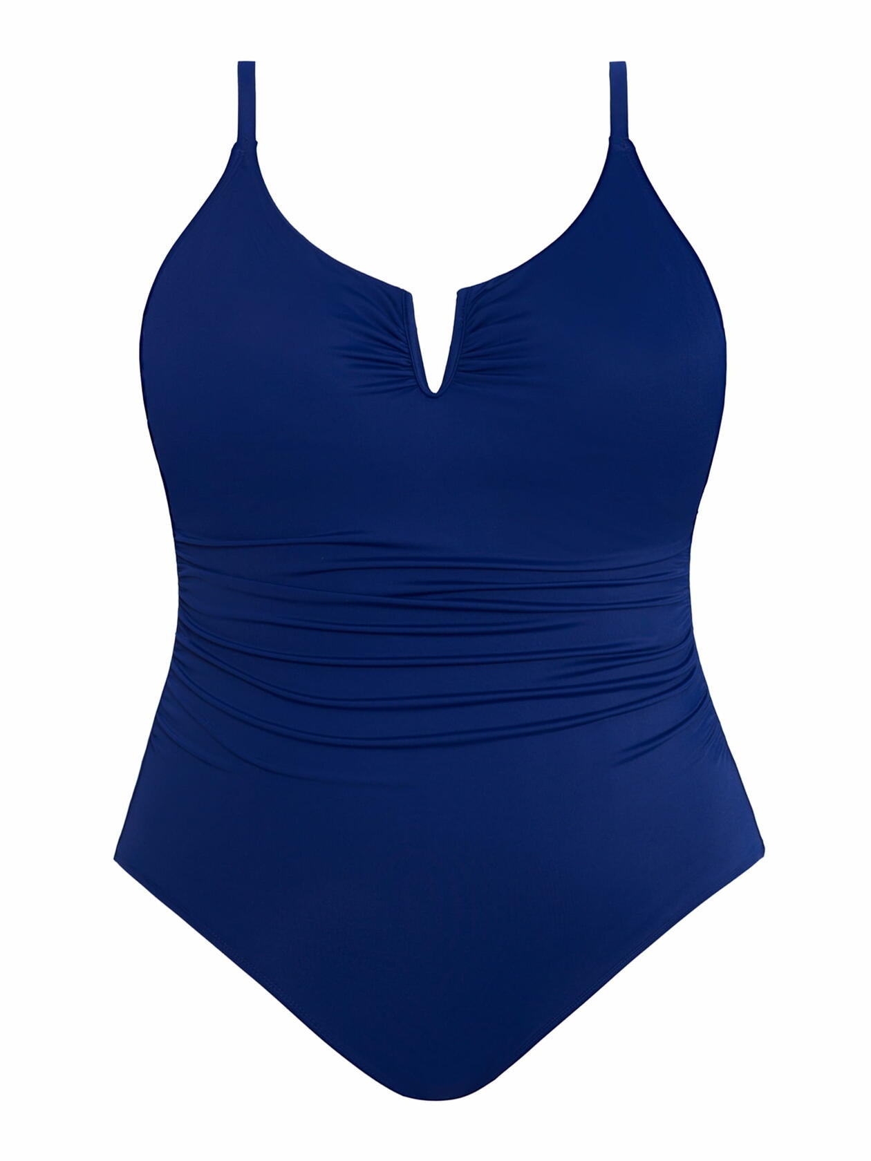 Time and Tru Womens V-Neck Wire Swimsuit Pull-On Sewn Cups Navy Size L (12-14)