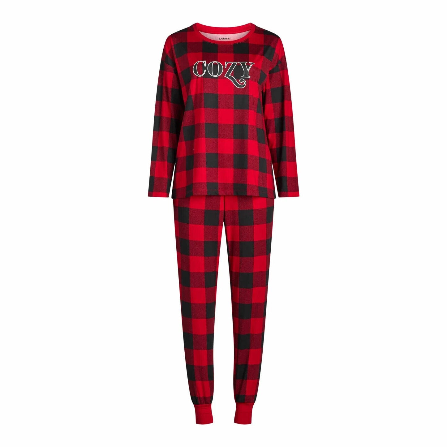 Joyspun Womens Tee & Jogger Pants Pajama Set Red Pepper Buffalo Plaid Sz S (4-6)