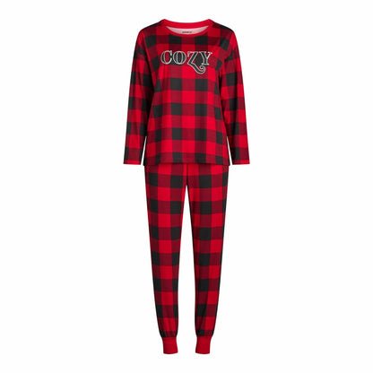 Joyspun Womens Tee & Jogger Pants Pajama Set Red Pepper Buffalo Plaid Sz S (4-6)
