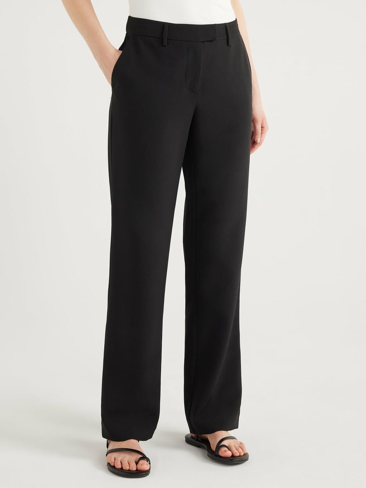 Scoop Womens Ultimate Crepe Stovepipe Suit Pants 32 Inseam Black Soot Size 12