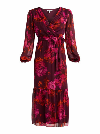 Sofia Jeans Womens Belted Cross Front Maxi Dress Grape Wine Floral Size XXL (20)