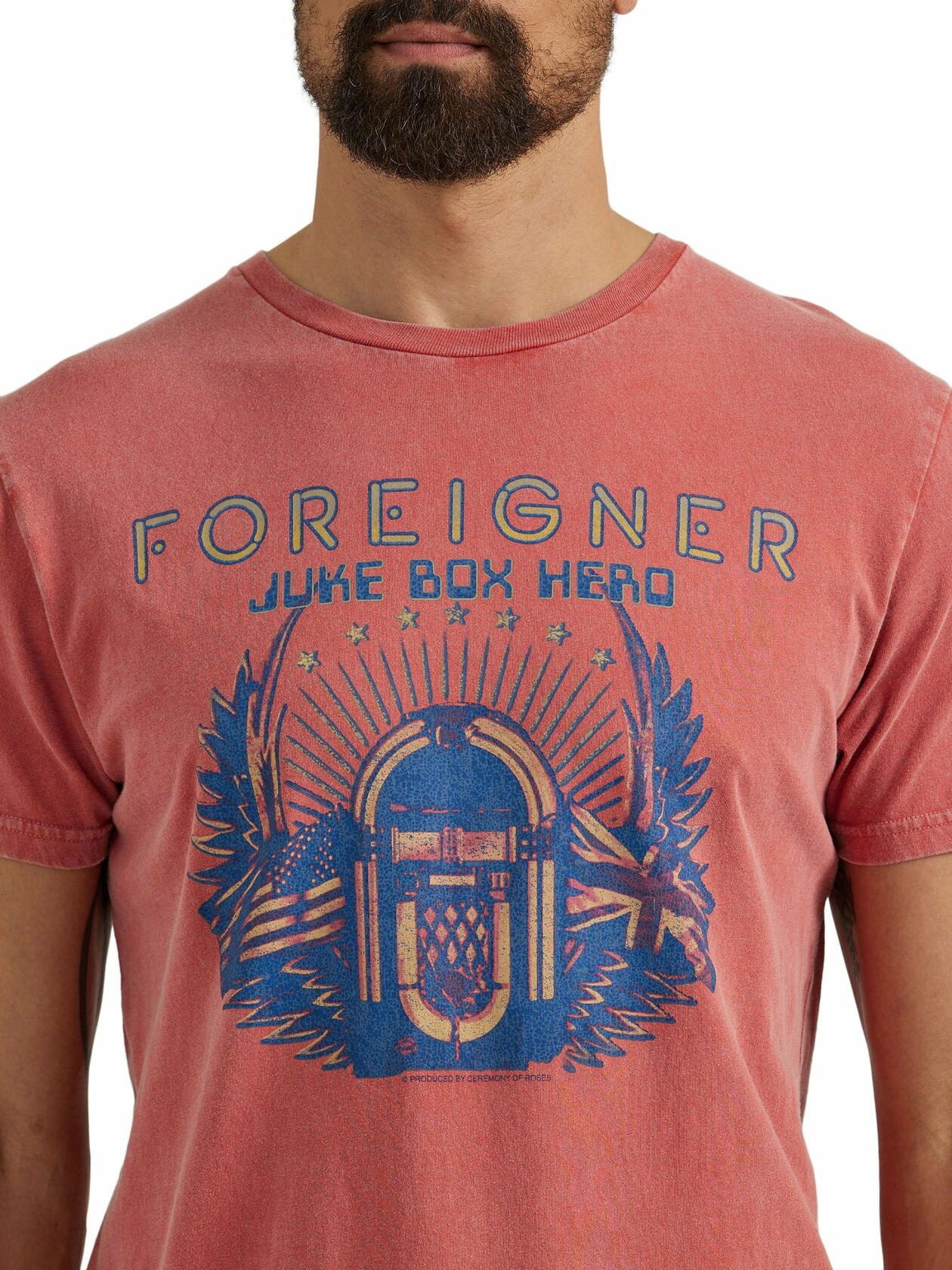 Wrangler® Mens Short Sleeve Foreigner Graphic Band Tee Mineral Red Size S