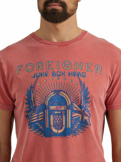 Wrangler® Mens Short Sleeve Foreigner Graphic Band Tee Mineral Red Size S