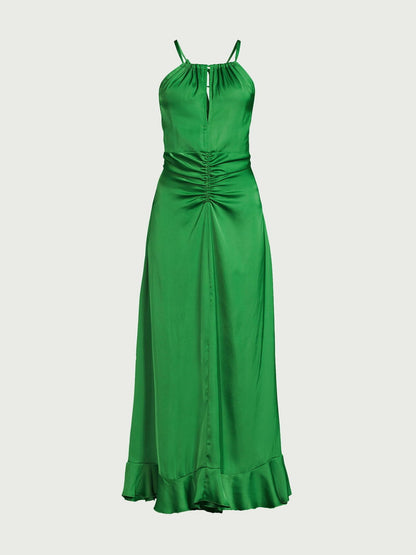 Scoop Womens Ruched Halter Dress Mint Green Size L (12-14)