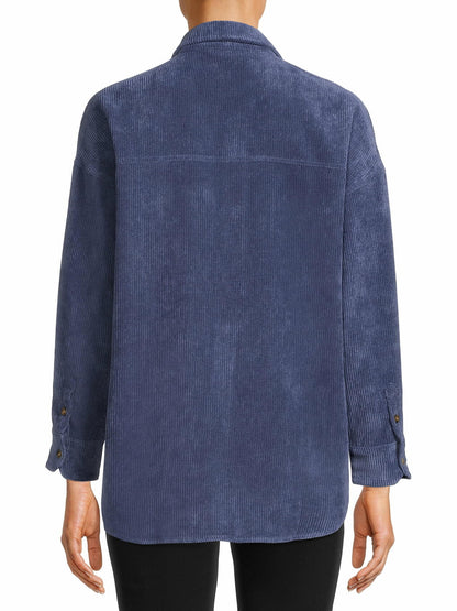 Nine.Eight Womens Corduroy Shacket Blue Indigo Size S