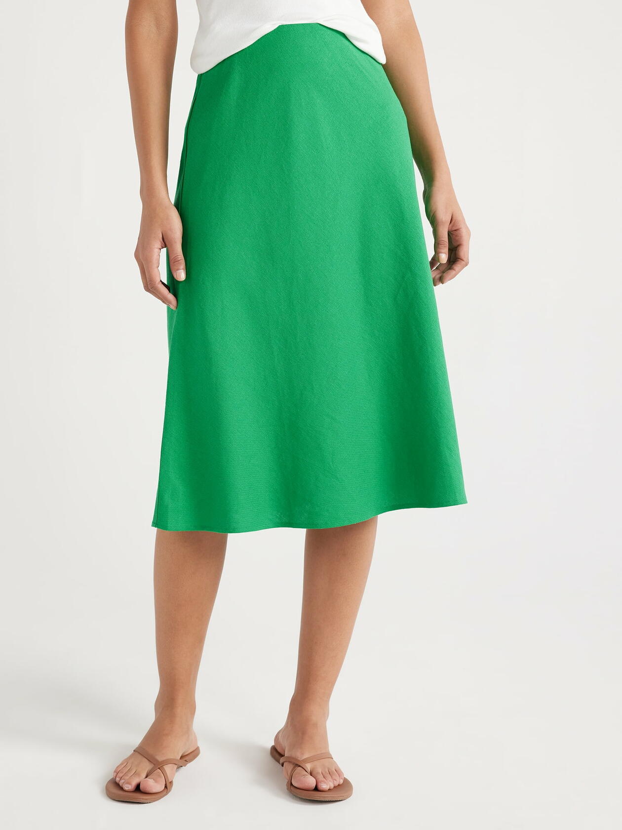 Free Assembly Womens Bias Slip Midi Skirt Jelly Bean Green Size XXL