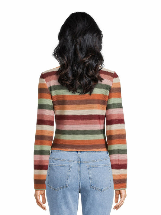 No Boundaries Juniors Bell Sleeve Crochet Top Green Midnight Size XL