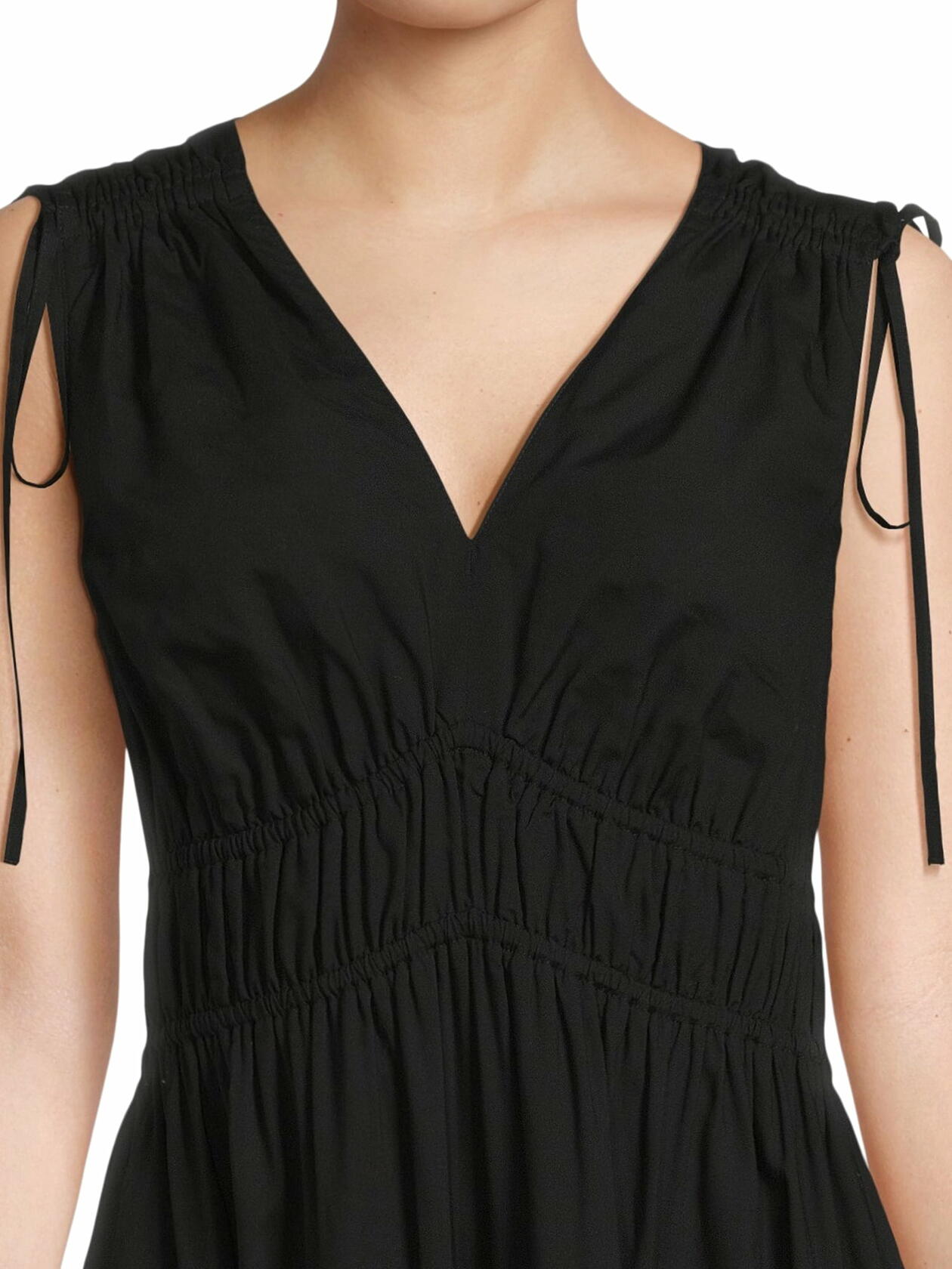 Time and Tru Womens V Neck Smocked Midi Dress Black Soot Size XL (16-18)