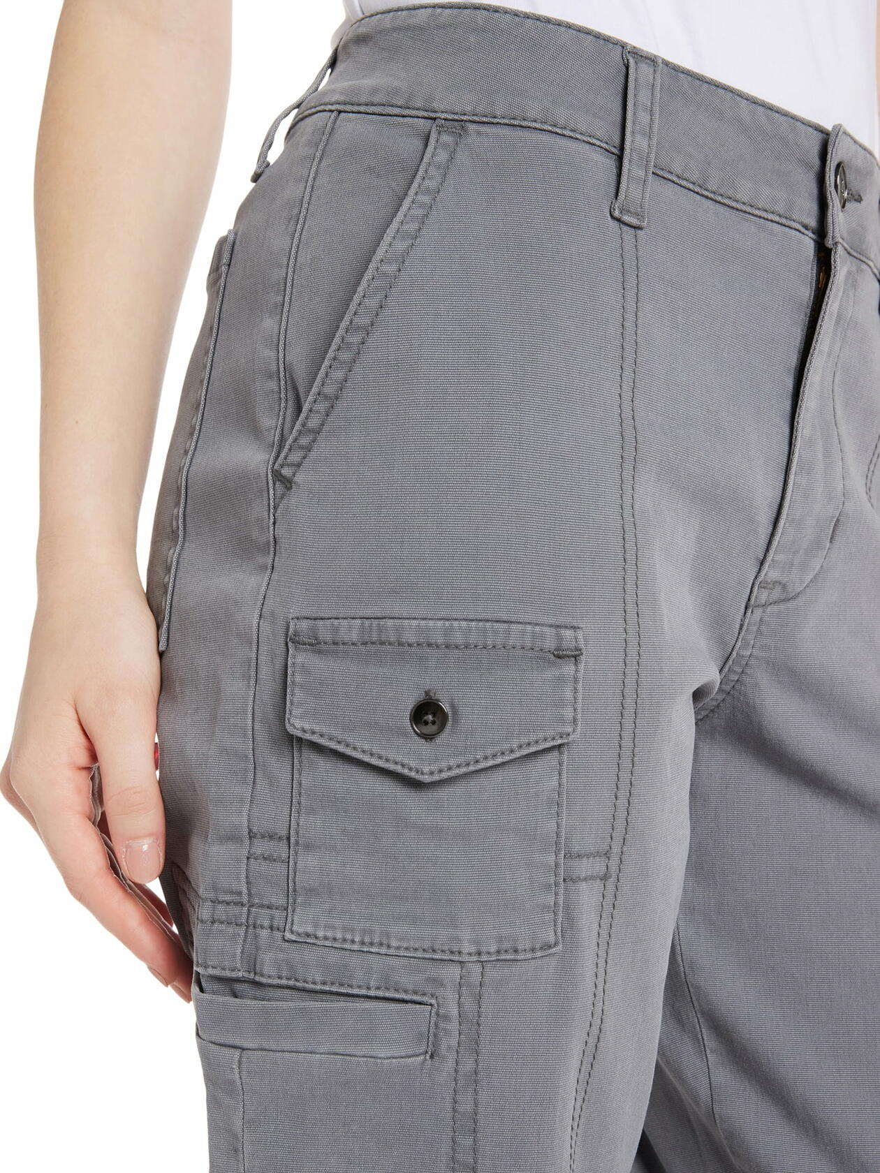 Time and Tru Womens Mid Rise Straight Utility Pants Metal NightSize 16