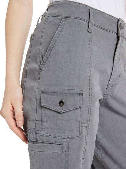 Time and Tru Womens Mid Rise Straight Utility Pants Metal NightSize 16