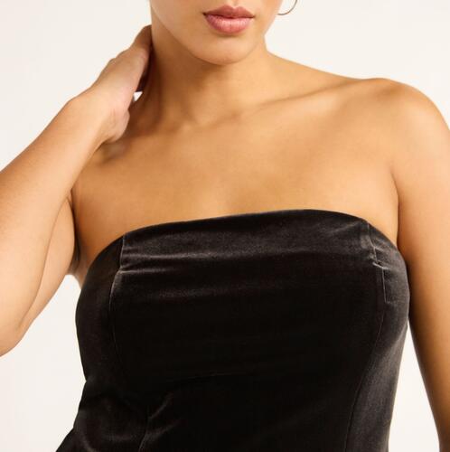 Sofia Jeans Womens Velvet Peplum Strapless Top