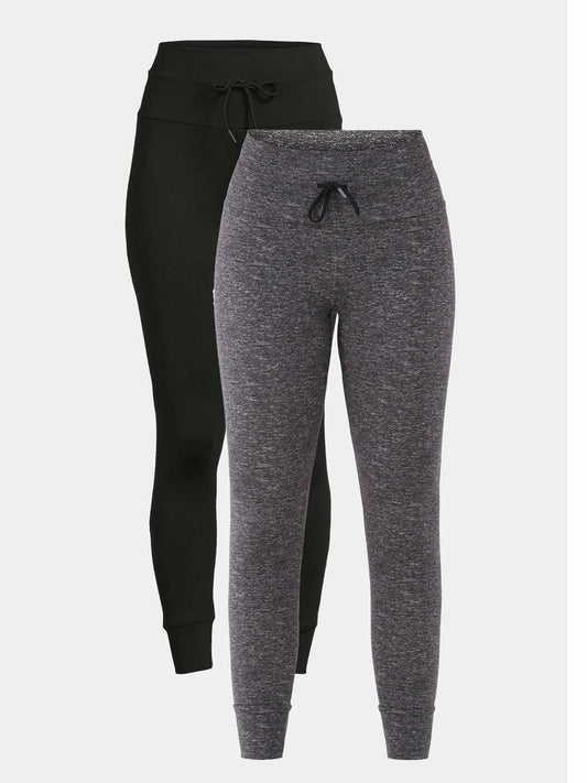 No Boundaries Womens Tie-Front Leggings 2-Pack Charcoal Grey Heather/ Black Sz S