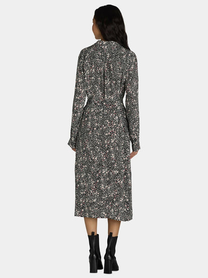 Time and Tru Womens and Womens Plus Shirt Dress Black Soot Daisy Size L