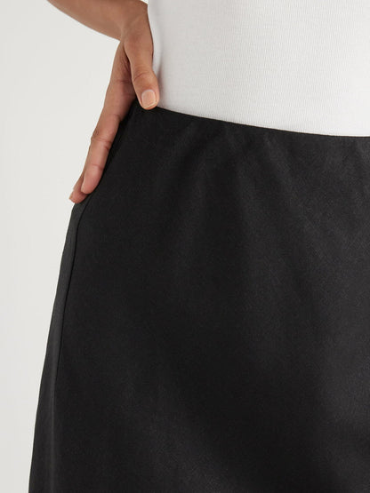 Free Assembly Womens Bias Slip Midi Skirt Black Soot Size XL