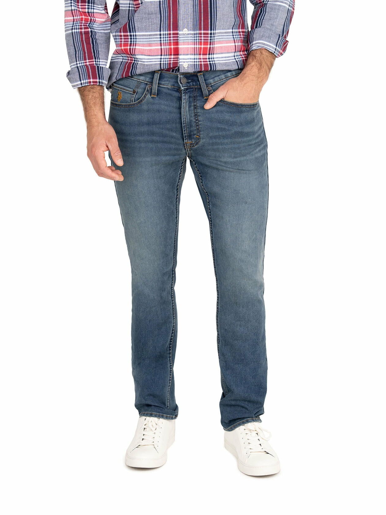 U.S. Polo Assn. Mens Slim Straight Knit Denim Jean Medium Tint Size 36X32