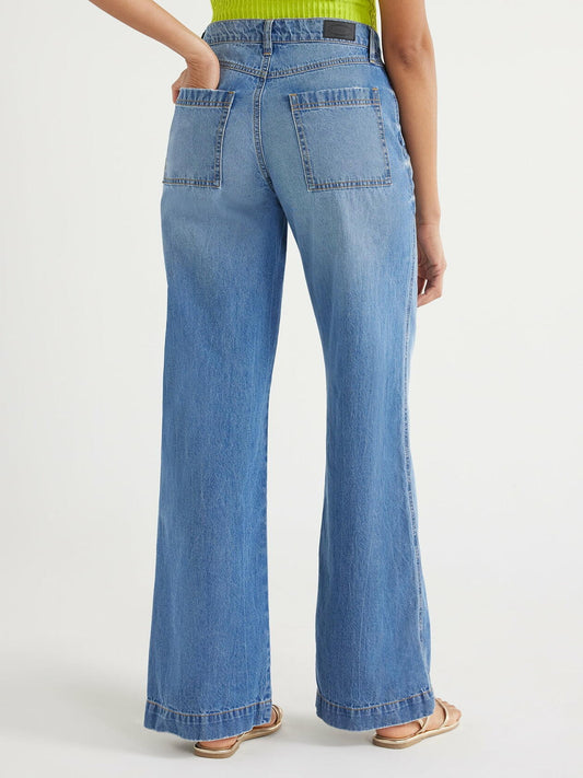 Scoop Womens Slouchy Wide Leg Jeans Light Wash Size 14