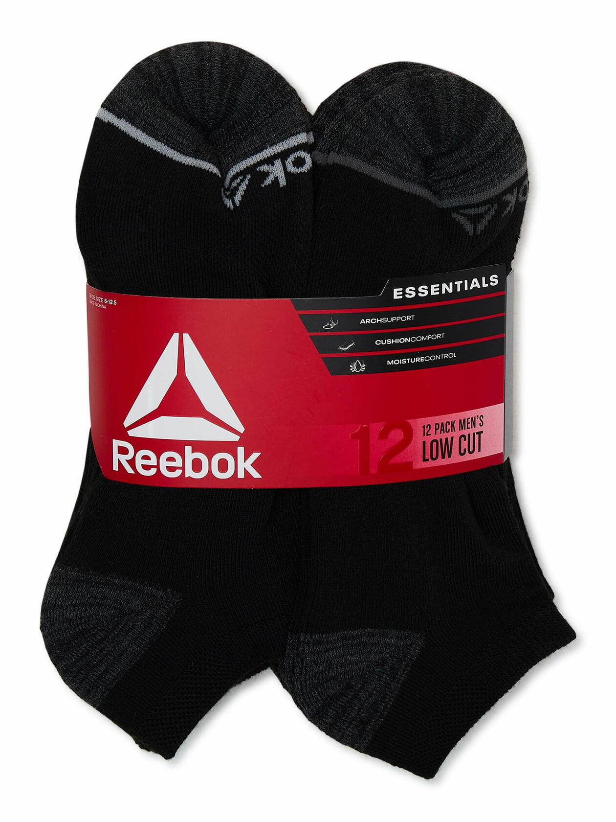 Reebok Mens Essentials Low Cut Socks 12-Pack Black Size 10-13