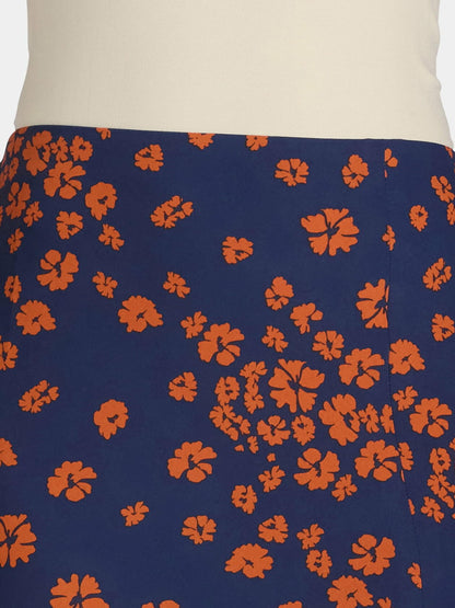 Time and Tru Womens Midi Slip Skirt Daisy Days Dark Navy Size M