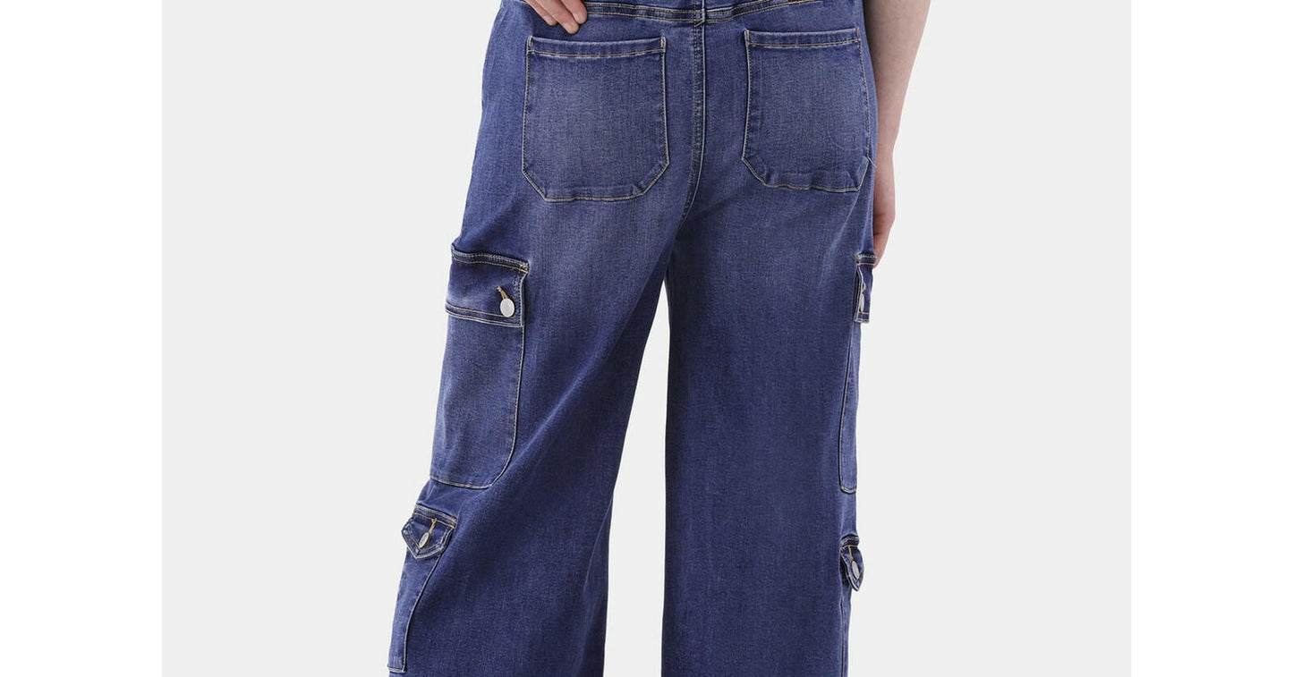 No Boundaries Baggy Cargo Jeans 32” Inseam Womens Dark Wash Size XXL (20)