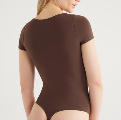 Scoop Womens Crew Neck Bodysuit with Short Sleeves