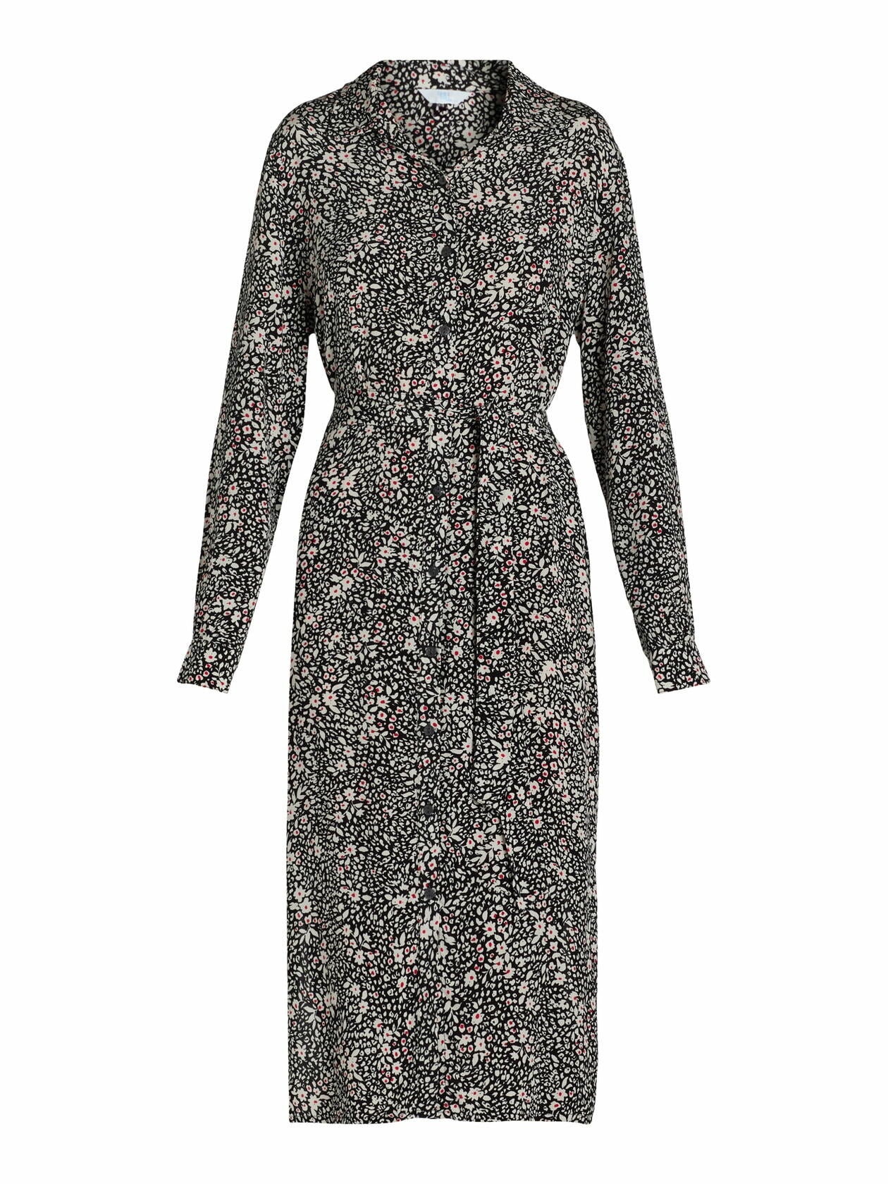 Time and Tru Womens and Womens Plus Shirt Dress Black Soot Daisy Size L