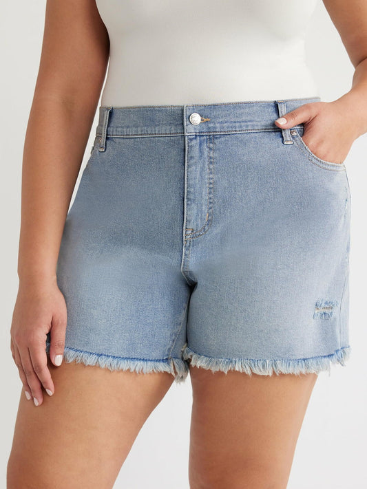 Sofia Jeans Womens Plus Size Lila Relaxed Mid Rise Frayed Hem Easy Shorts 5
