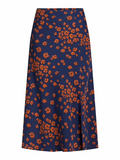 Time and Tru Womens Midi Slip Skirt Daisy Days Dark Navy Size M