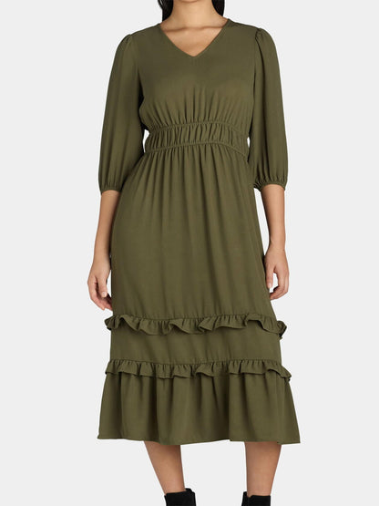 The Pioneer Woman Ruffle Maxi Dress Olive Size 2X