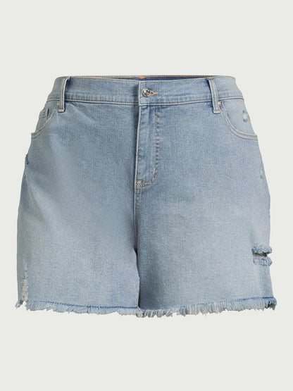 Sofia Jeans Womens Plus Size Lila Relaxed Mid Rise Frayed Hem Easy Shorts 5
