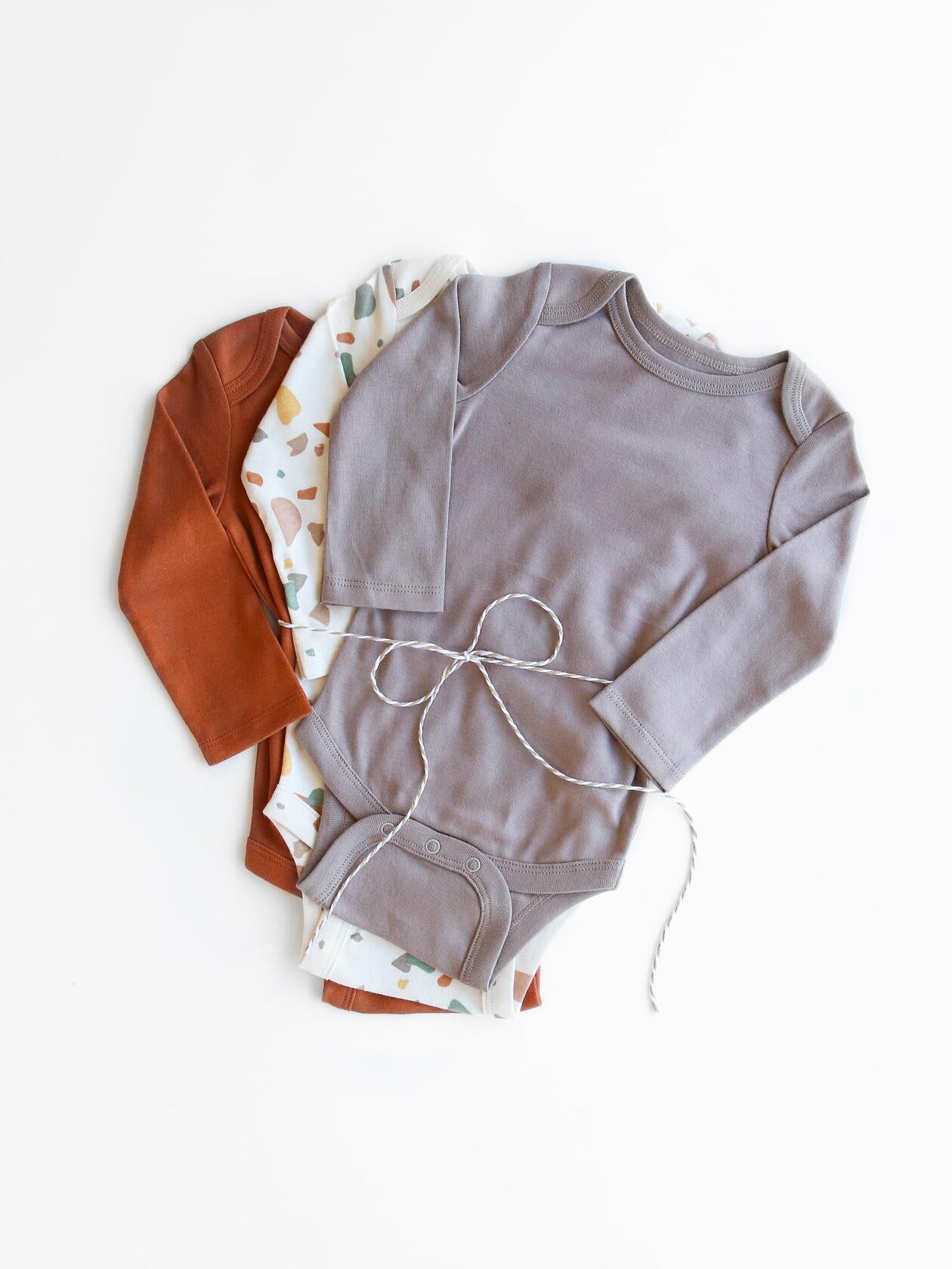 Little Star Organic Baby Unisex 4-Pk Long Sleeve Bodysuit Earthtones Size 0-3 M