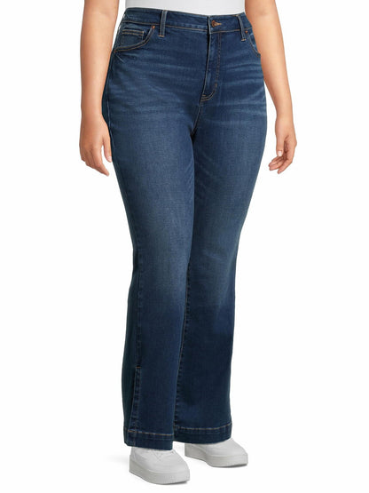 Terra & Sky Womens Plus Bootcut Side Slit Jeans 31" Inseam Medium Wash Size 22W
