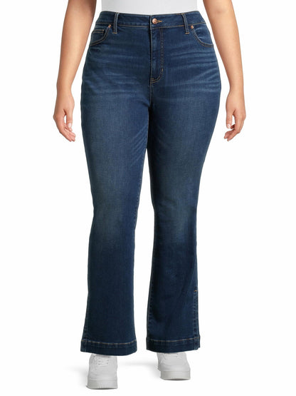 Terra & Sky Womens Plus Bootcut Side Slit Jeans 31" Inseam Medium Wash Size 22W