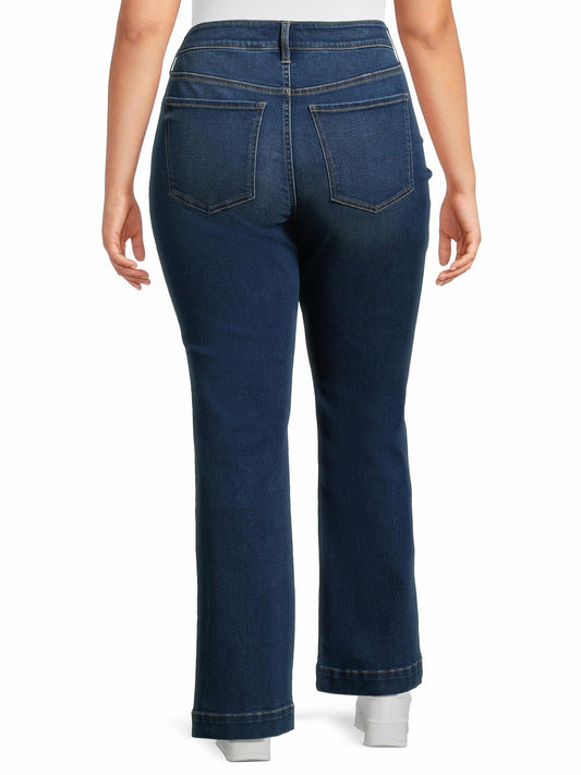 Terra & Sky Womens Plus Bootcut Side Slit Jeans 31" Inseam Medium Wash Size 22W