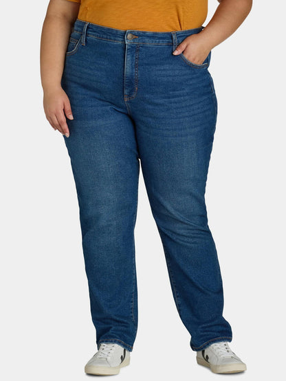Terra & Sky Womens Plus Size Core Straight Leg Jeans Retro Size 18W