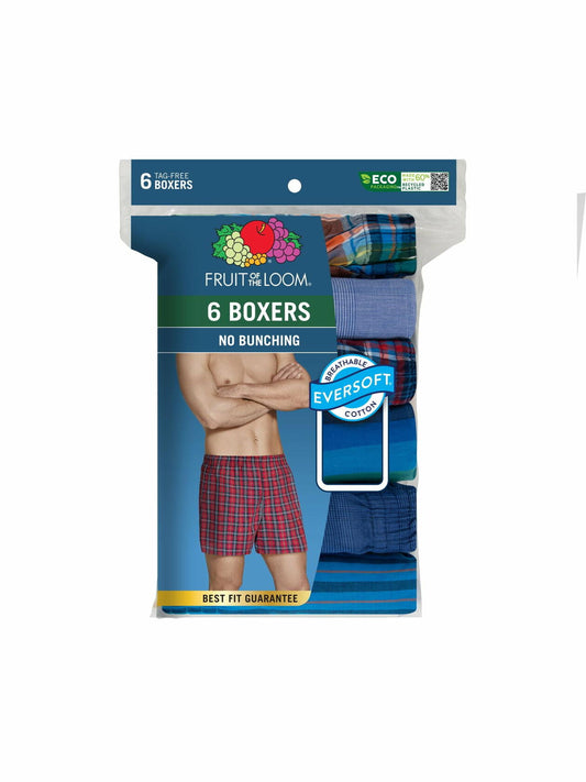 Fruit of the Loom Mens Boxers Relaxed Fit Assorted Plaid Size XL