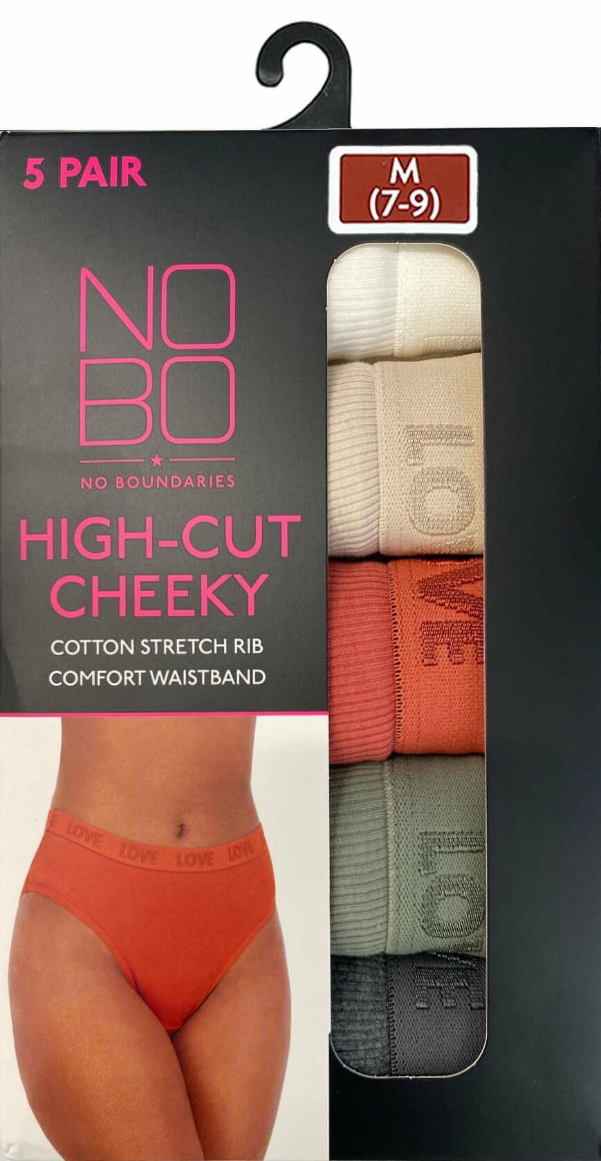 No Boundaries Womens Stretch Ribbed Hi-Cut  Underwear 5 Pack Assorted Size XS