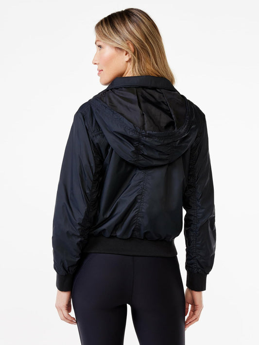 Sofia Active Womens Water Resistant Ruched Bomber Jacket Anthracite Size XXL(20)