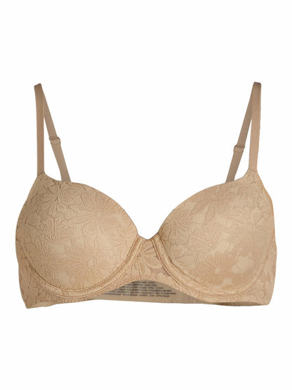 No Boundaries Womens All Over Lace Push Up Bra Toasted Almond/Buff Nude Size 34B