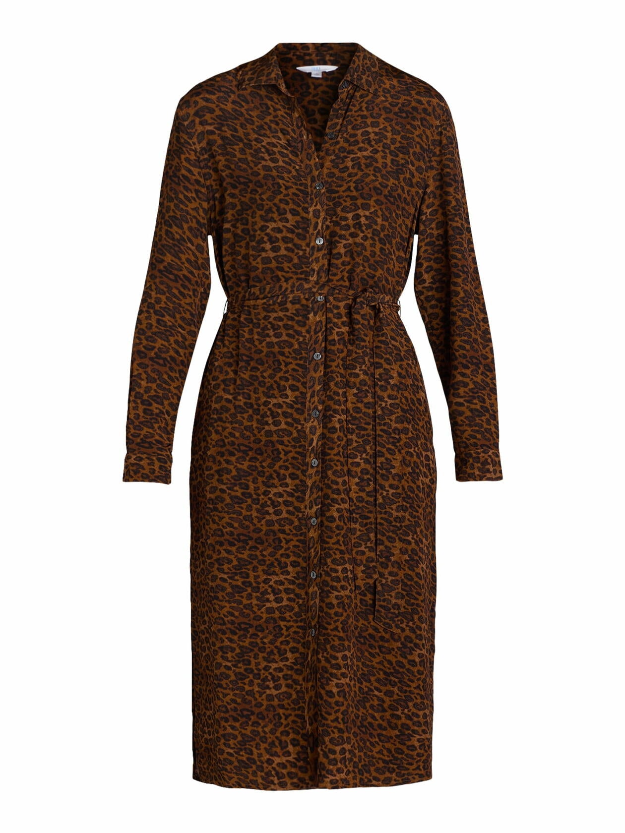 Time and Tru Womens Shirt Dress with Long Sleeves Brown Soil Leopard Size XXL