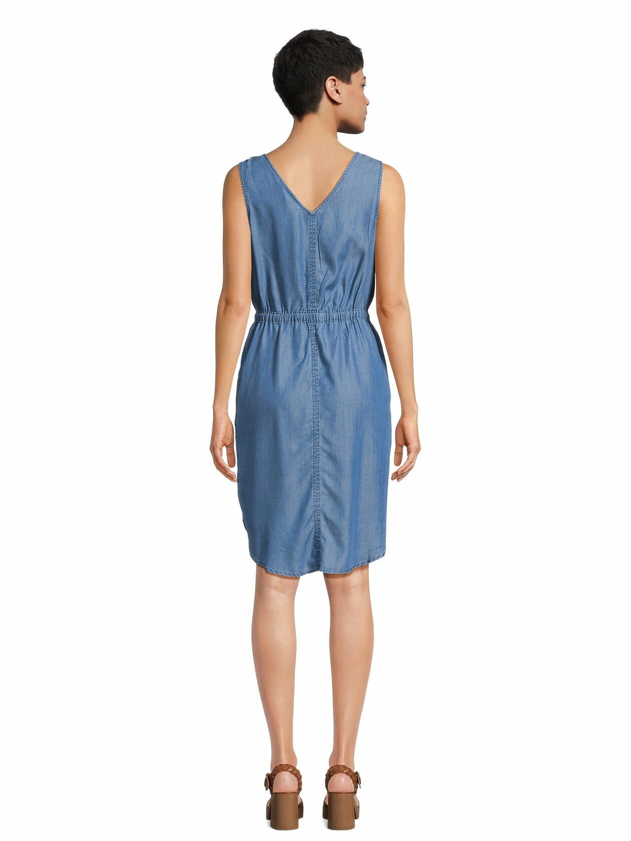 Time and Tru Womens Sleeveless Utility Dress Medium Wash Size XXXL