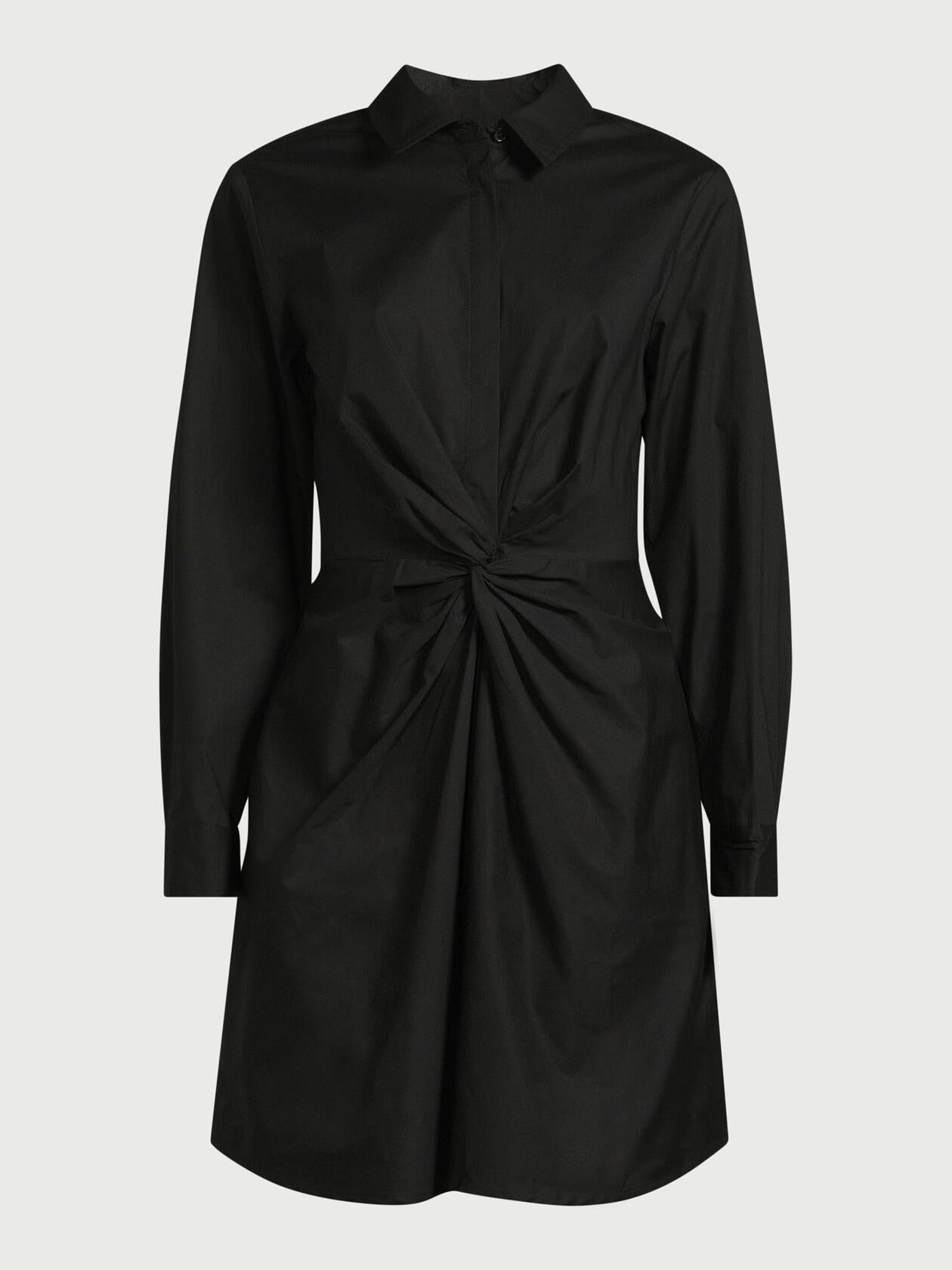 Scoop Womens Twist Front Poplin Mini Shirt Dress with Pockets Black Soot Size M