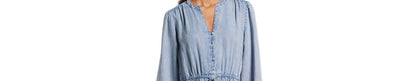 Time and Tru Womens Button Front Drawstring Waist Dress Light Blue Size M