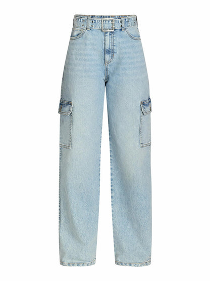 No Boundaries Womens Jeans with Grommet Belt 31 Inseam Light Wash Size XS (0-2)