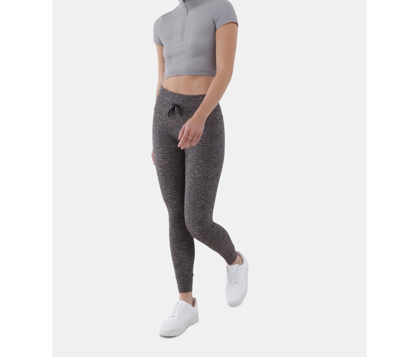 No Boundaries Womens Tie-Front Leggings 2-Pack Charcoal Grey Heather/ Black Sz S