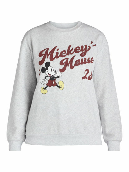 Mickey Mouse Womens Graphic Sweatshirt with Long Sleeves LtHeather Grey Size M