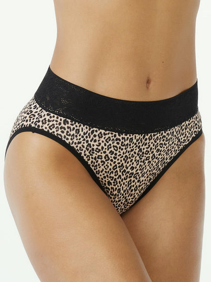 Joyspun Womens Modal and Lace Hi Cut Brief Panties 3-Pack Multi Size XL