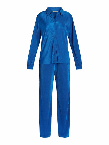 Nine.Eight Womens Plisse Pleat Shirt and Pants Set 2-Piece